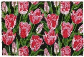 Covoraș din nucă de cocos Lalele roz, 39 x 59 cm