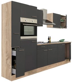 Mobilă de bucătărie Yorki 300, corp din stejar sonoma, cu față antracit satinat
