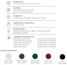 Lampadar LED design scandinav Asteria floor - ruby red 2341 VTC