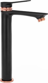 Baterie lavoar inalta Rea Viral negru - rose gold mat