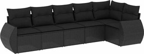 vidaXL Set mobilier de grădină cu perne, 6 piese, negru, poliratan