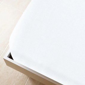 Cearsaf de pat cu elastic, 2 buc, alb, 100x200 cm, bumbac