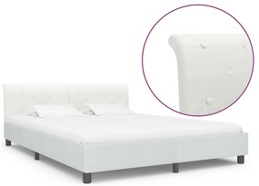 vidaXL Cadru de pat, alb, 160 x 200 cm, piele ecologică