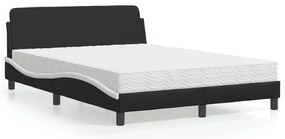 vidaXL Pat cu saltea, negru și alb, 140x200 cm, piele ecologică