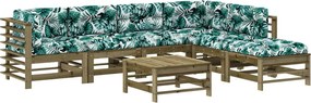vidaXL Set mobilier de grădină cu perne, 7 piese, lemn de pin tratat