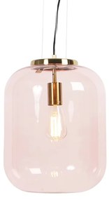Lampă suspendată Art Deco din alamă cu sticlă roz - Bliss