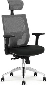 Scaun de birou ADMIRAL, negru/gri, stofa/plasa/aluminiu, 68x60x120/130