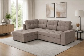 Coltar extensibil pentru living HERA, sezlong stanga, stofa maro desch