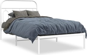 vidaXL Cadru de pat din metal cu tăblie, alb, 100x200 cm