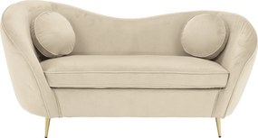 Canapea cu 2 locuri de design, ţesătură Velvet bej/gold crom auriu, EZIO TYP 2