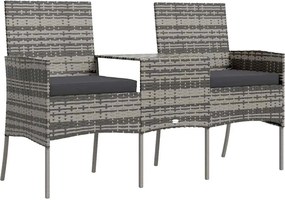 vidaXL Canapea de grădină cu 2 locuri masă de ceai antracit poliratan