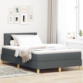 vidaXL Pat boxspring cu saltea Gri închis 120 x 200 cm țesătură