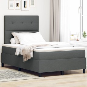 vidaXL Pat cu arcuri cu saltea Gri închis 120 x 190 cm țesătură