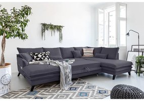 Canapea extensibilă în formă de „U” cu șezlong pe partea dreaptă Miuform Charming Charlie, gri antracit