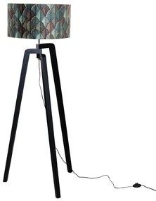 Lampă de podea neagră cu abajur din catifea cu design frunze 50cm - Puros