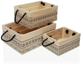 Set 3 cutii din lemn 15X25X35