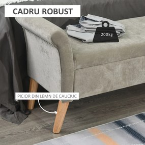 HOMCOM banca de depozitare captusita, Design 2 in 1, 136,5x45x62cm Gri deschis | AOSOM RO