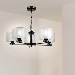Candelabru pe lanț ROSA 5xE27/60W/230V negru/gri