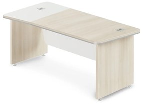 Birou de colț TopOffice Premium 203,2 x 102,7 cm, stânga, salcâm deschis / alb
