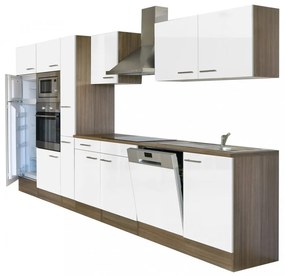 Mobilă de bucătărie Yorki 370, corp din stejar Yorki, cu față alb satinat