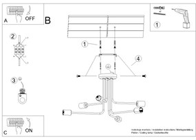 Lustră pe tijă Sollux SL.1452 NORAH 6xE27/15W/230V negru