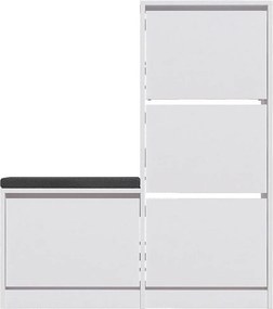 Pantofar DUDE, alb/gri, PAL melaminat/stofa, 105x26x119 cm
