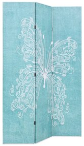 245885 vidaXL Paravan de cameră pliabil, albastru, 120 x 170 cm, fluture