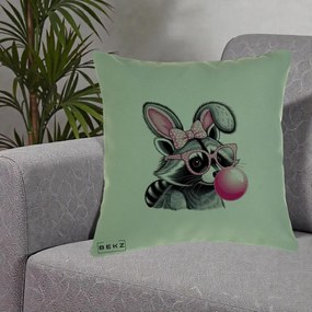 Perna Decorativa Raton cu Urechi de Iepure si Guma de Mestecat, 40x40 cm, Verde, Husa Detasabila, Perna Inclusa, BEKZ®