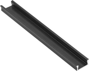 Set profil LED aplicat Glax Mini GTV, din aluminiu, negru mat, cu dispersor negru, 3 m Aluminiu, L:3000 mm; l:14.2 mm; H:6.6 mm, Negru, Glax Mini, 10