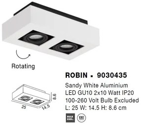 Spot aplicat tavan ajustabil ROBIN 2L alb
