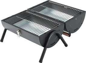 Gratar pe cаrbuni Kinghoff KH 2032, Portabil, Ventilatie reglabila, Deschidere la 180°, Capac cu sistem de blocare, Otel, Negru