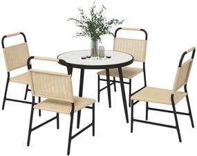 Outsunny Set de dining din 5 piese din ratan pentru terasa, Masa | Aosom Romania
