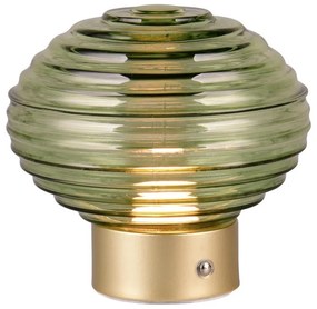 Veioză verde/aurie LED cu intensitate reglabilă cu abajur din sticlă (înălțime 14,5 cm) Earl – Reality