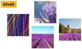 Set tablouri câmp de lavandă cu abstracție