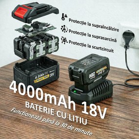 Outsunny Suflător cu Baterie 18V, Suflător de Frunze cu Baterie 4Ah, Motor Fără Perii 250W, 6 Niveluri de Viteză 149 km/h, Turbo Boost, Încărcător, Ușor, pentru Grădină, Frunze, Zăpadă, Praf | Aosom Romania