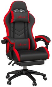 Vinsetto Scaun Gaming cu Înălțime Reglabilă și cu Spătar Rabatabil, 65x65x121-129 cm, Negru | Aosom Romania