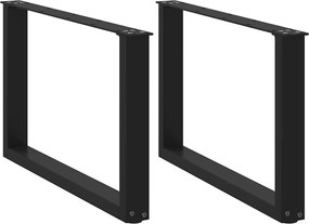 vidaXL Picioare pentru măsuță de cafea în formă de U, 2 buc., negru, 70x(42-43) cm, oțel