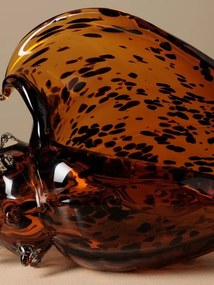 Decoratiune de masa, din sticla, in forma de scoica, H19cm, Leopard