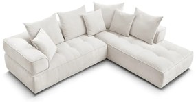 Colțar bej cu tapițerie din chenille (cu colț pe partea dreaptă/în formă de ”L”) Whesley – Bobochic Paris