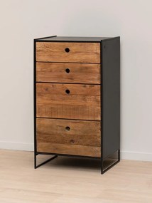 Comoda natur, din lemn de pin, cu 4 sertare, aspect rustic, Utah