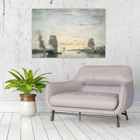 Tablou - Eugène Boudin, Entrance to the Harbor, Le Havre, reproducere (90x60 cm)