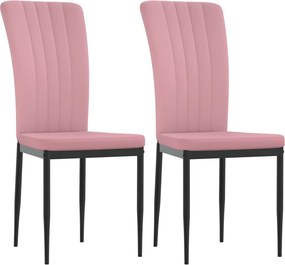 vidaXL Scaune de sufragerie, 2 buc., roz, catifea