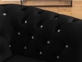 Colțar negru extensibil cu tapițerie din catifea (cu colț pe partea stângă/în formă de ”L”) York Blik – Ropez