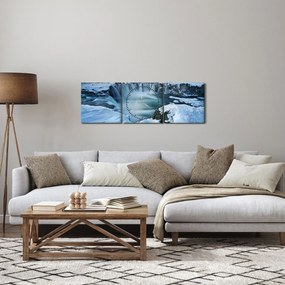 Tablou - Cascadele zeilor, Islanda (cu ceas) (90x30 cm)