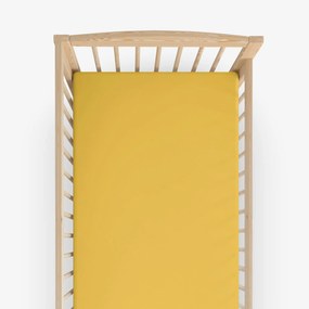 Goldea cearceaf pătuț din 100% bumbac cu elastic - galben-miere 60 x 120 cm