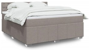 vidaXL Pat continental cu saltea, gri taupe, 180x200 cm, textil