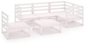 3075580 vidaXL Set mobilier de grădină, 6 piese, alb, lemn masiv de pin