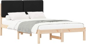vidaXL Cadru de pat cu tăblie tapițată cu headboard Negru 120 x 190 cm