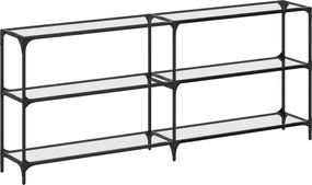 vidaXL Măsuță de cafea blat din sticlă transparentă 194,5x30x81cm oțel