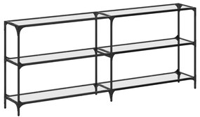 846034 vidaXL Măsuță de cafea blat din sticlă transparentă 194,5x30x81cm oțel